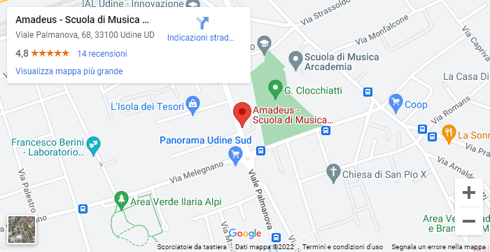 Mappa dove si trova la scuola di musica Amadeus di Udine